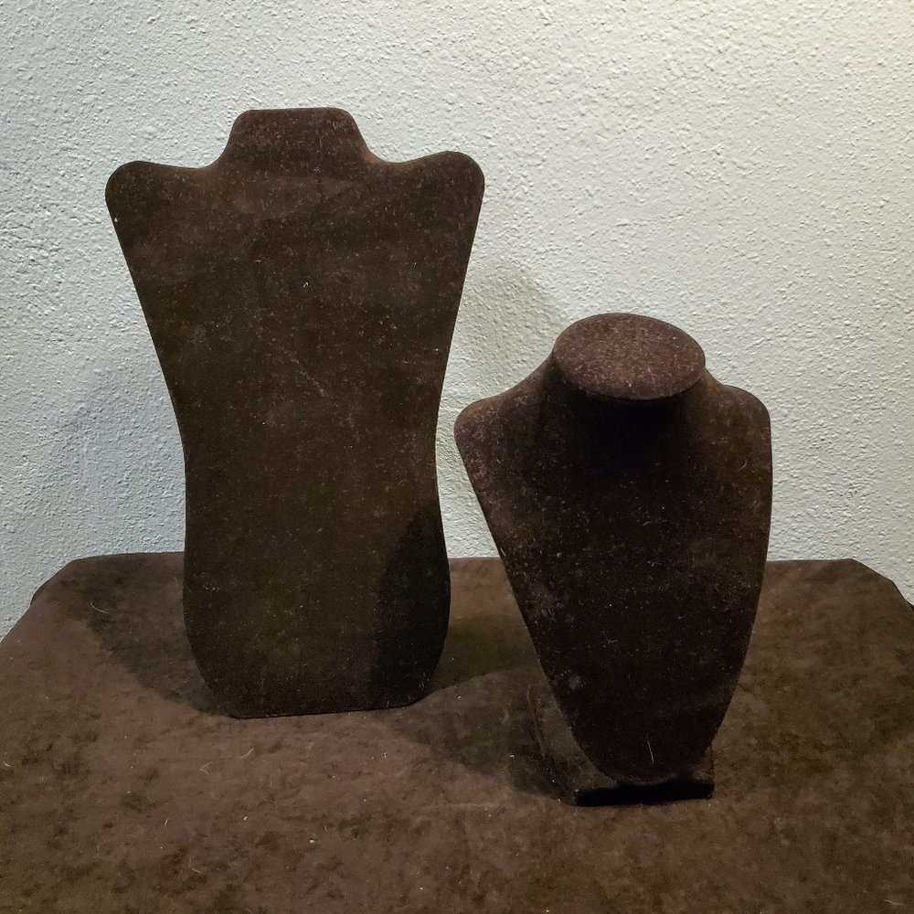 Set of 2 - Velvet Jewelry / Necklace Display Stands